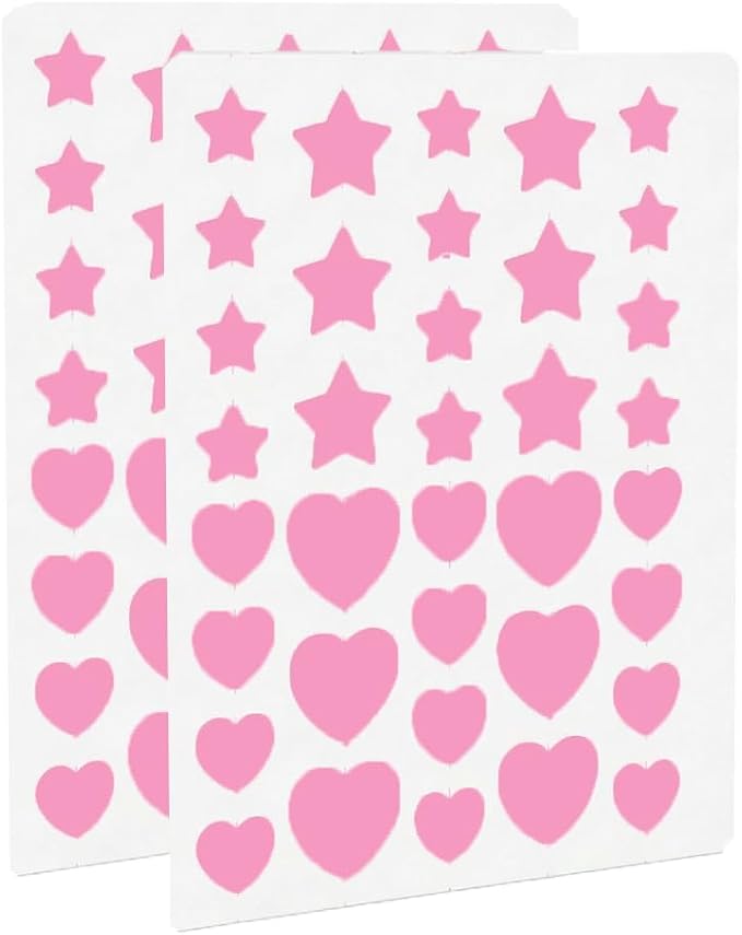 Eclipi Star & Heart Pimple Patches 36 Count - Acne Stickers for Blemish Care, Oil Absorbing Spot Dots for Clear Looking Skin, Gentle on Sensitive Skin (Pink)