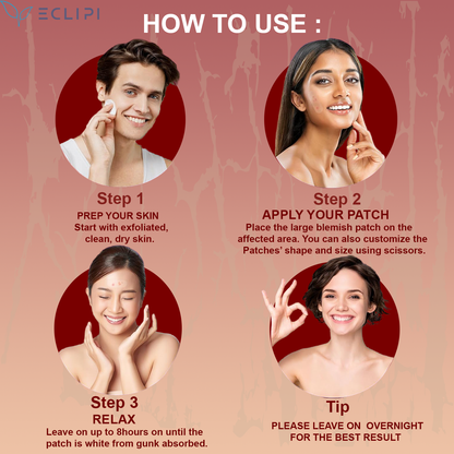 Eclipi Surface Large Pimple Patches 10 PCs – XL Hydrocolloid Strips for Face & Body Acne, Covers Breakout Clusters on Cheeks, Forehead, Chin & Jawline, Easy Peel Pimple Stickers