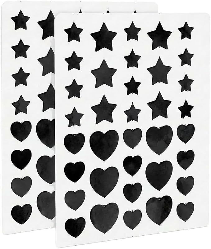 Eclipi Star & Heart Pimple Patches 36 Count - Acne Stickers for Blemish Care, Oil Absorbing Spot Dots for Clear Looking Skin, Gentle on Sensitive Skin (Black)