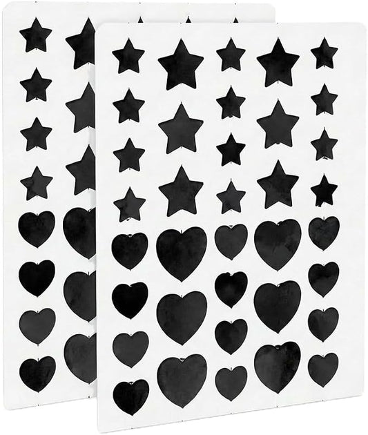 Eclipi Star & Heart Pimple Patches 36 Count - Acne Stickers for Blemish Care, Oil Absorbing Spot Dots for Clear Looking Skin, Gentle on Sensitive Skin (Black)