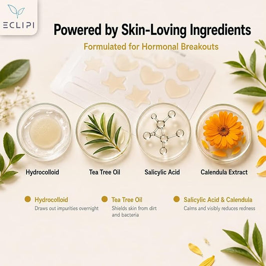 Eclipi Star & Heart Pimple Patches 36 Count - Acne Stickers for Blemish Care, Oil Absorbing Spot Dots for Clear Looking Skin, Gentle on Sensitive Skin (Pink)