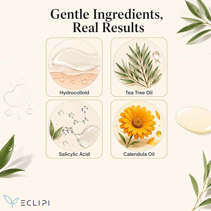 Eclipi Star & Heart Pimple Patches 36 Count - Acne Stickers for Blemish Care, Oil Absorbing Spot Dots for Clear Looking Skin, Gentle on Sensitive Skin (Black)