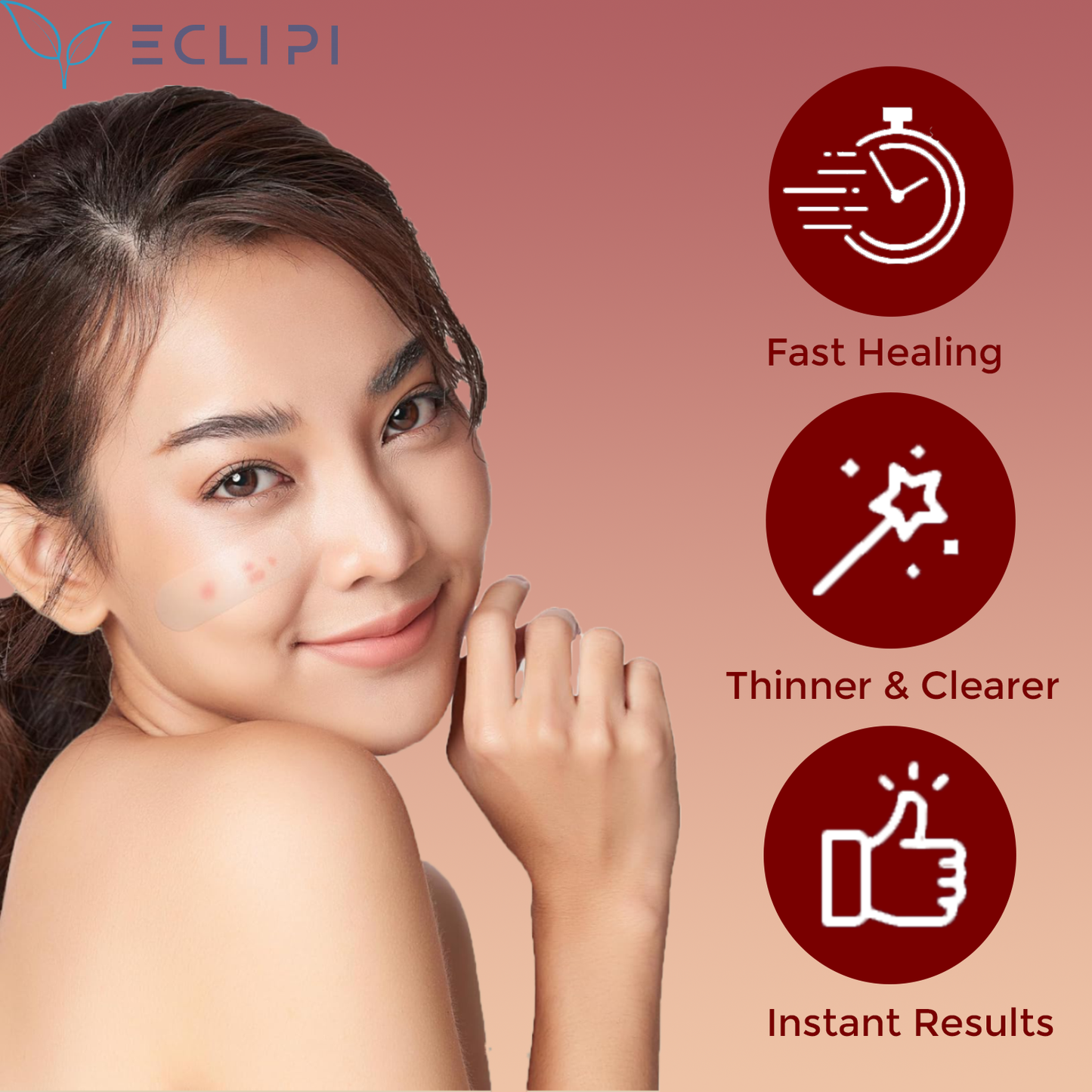 Eclipi Surface Large Pimple Patches 10 PCs – XL Hydrocolloid Strips for Face & Body Acne, Covers Breakout Clusters on Cheeks, Forehead, Chin & Jawline, Easy Peel Pimple Stickers