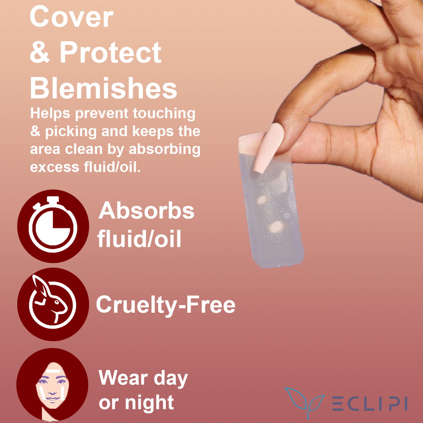 Eclipi Surface Large Pimple Patches 10 PCs – XL Hydrocolloid Strips for Face & Body Acne, Covers Breakout Clusters on Cheeks, Forehead, Chin & Jawline, Easy Peel Pimple Stickers