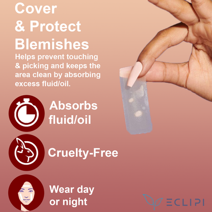 Eclipi Surface Large Pimple Patches 10 PCs – XL Hydrocolloid Strips for Face & Body Acne, Covers Breakout Clusters on Cheeks, Forehead, Chin & Jawline, Easy Peel Pimple Stickers