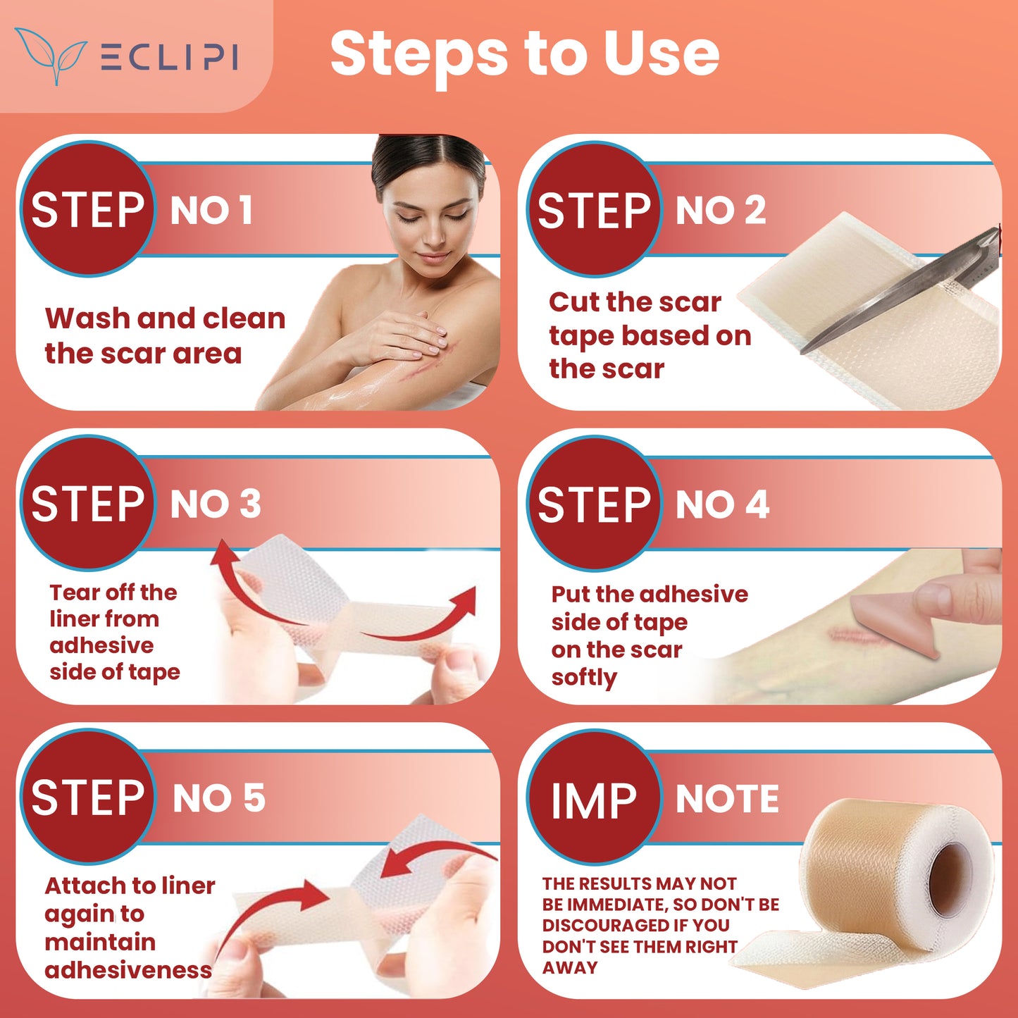 Eclipi Silicone Scar Tape Roll (1.6'' x 60'') – Reusable Sheets for C-Section, Tummy Tuck, Surgical, Burn, and Keloid Scars – Soft, Flexible & Skin-Friendly Strips